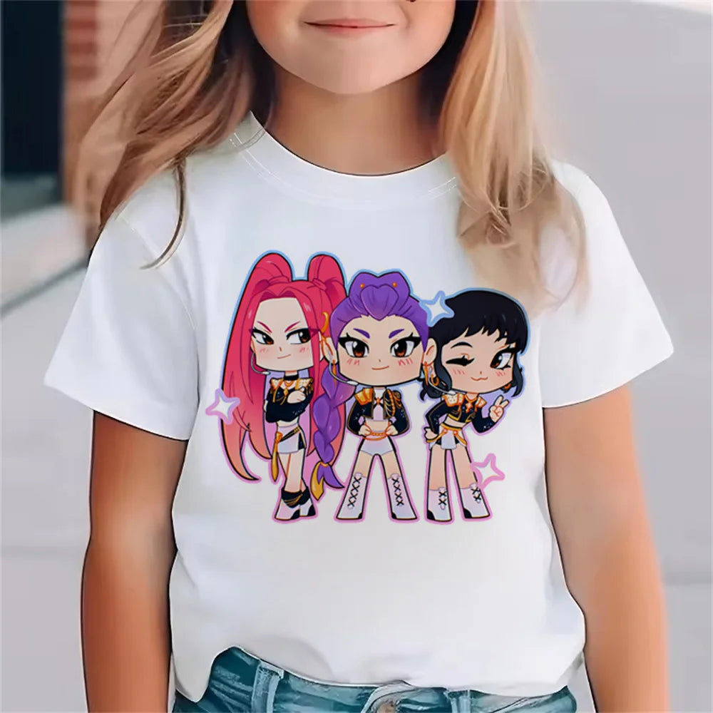 Fashion Movie Kids T-shirt KPop Demon Hunters  Funny Gift for Fans Tshirt K-Pop Demon Hunters Clothes Cool Girls Tee Top