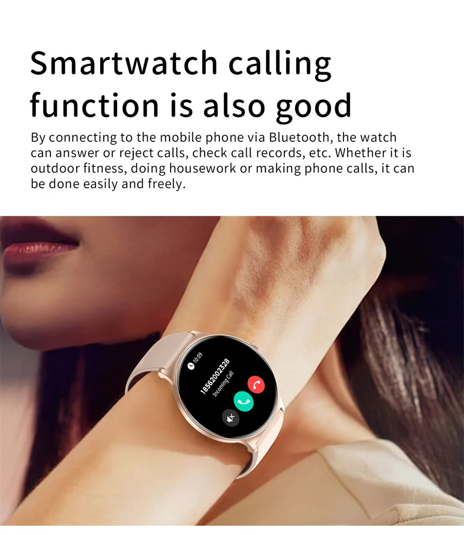 2026 New Ultra Slim AMOLED Smart Watch Women Screen Always Display Time Heart Rate BT Calling High-end Fashion Smartwatch