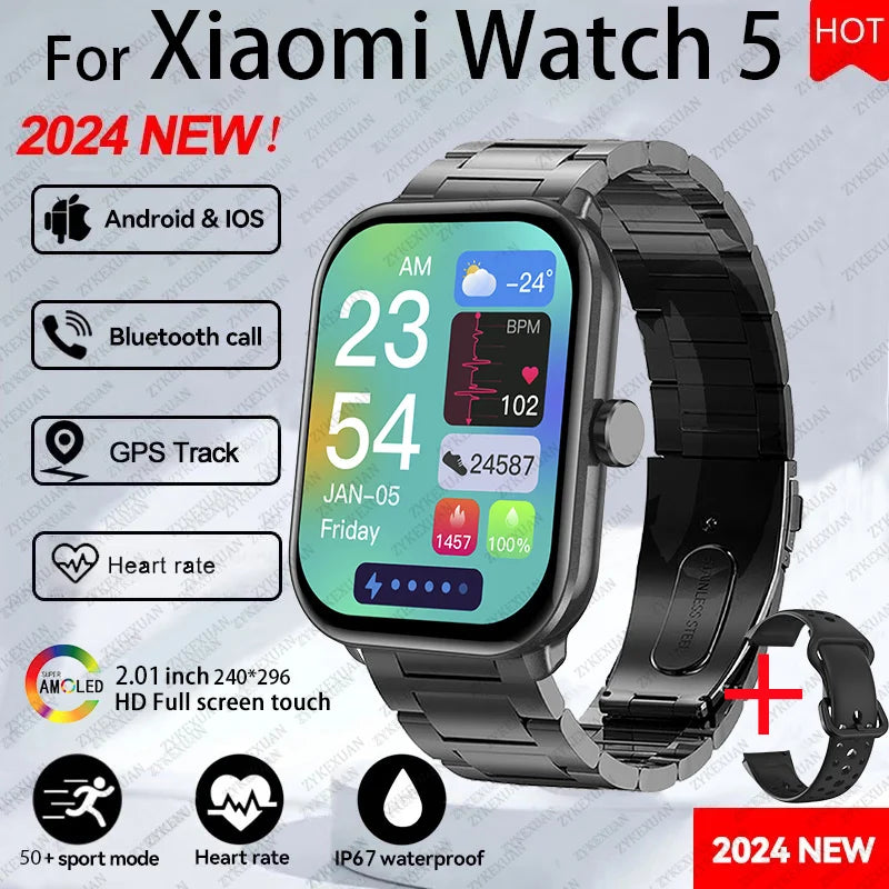 Watch 5 Global Version Men Women AMOLED Screen Always Show Time Heart Rate Bluetooth Call GPS Track Waterproof Sports Smartwatch