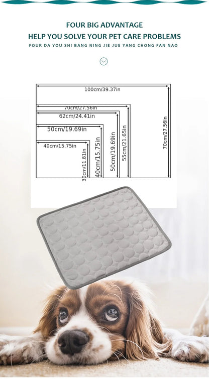 Large I YAN dog cooling mat and pet ice bed, soft and durable for small and big dogs, ideal for summer comfort and relaxation.