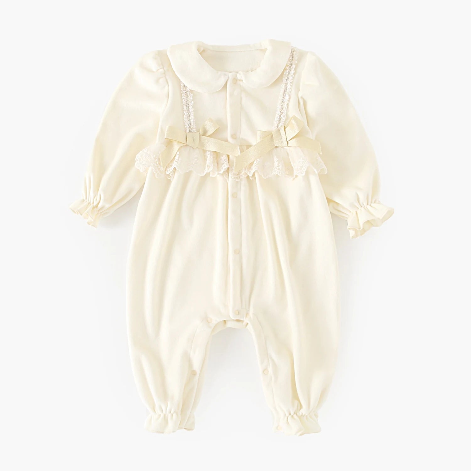 Winter Long Sleeve Baby Girls Jumpsuits Cute Lace Thickened Warm Infants Clothing