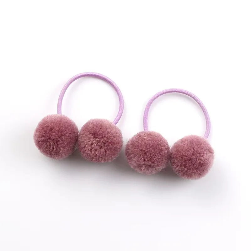 5/10pcs New Dog Double Plush Elastic Solid Hair Ball Pets Grooming Bows for Small Dogs Cat Bows Dog Hair Accessories Wholesale