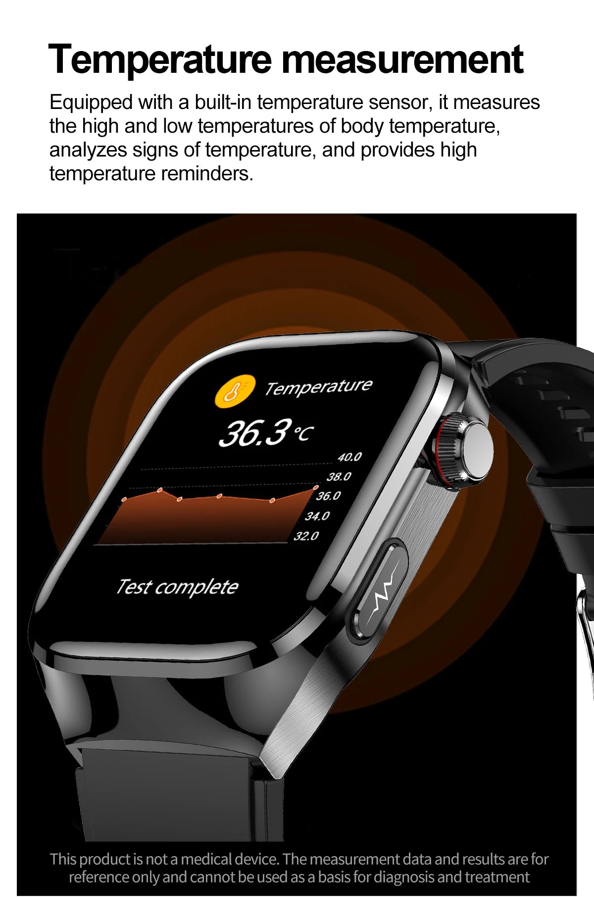 I YAN micro physical examination smartwatch for men showing a sleek display with health tracking features and Bluetooth call functionality.