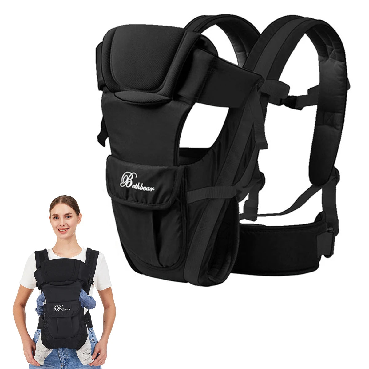 Baby Sling Carrier 4-in-1 Ergonomic Backpack – Easily Adjustable Carrier for Newborn to Toddler - I YAN