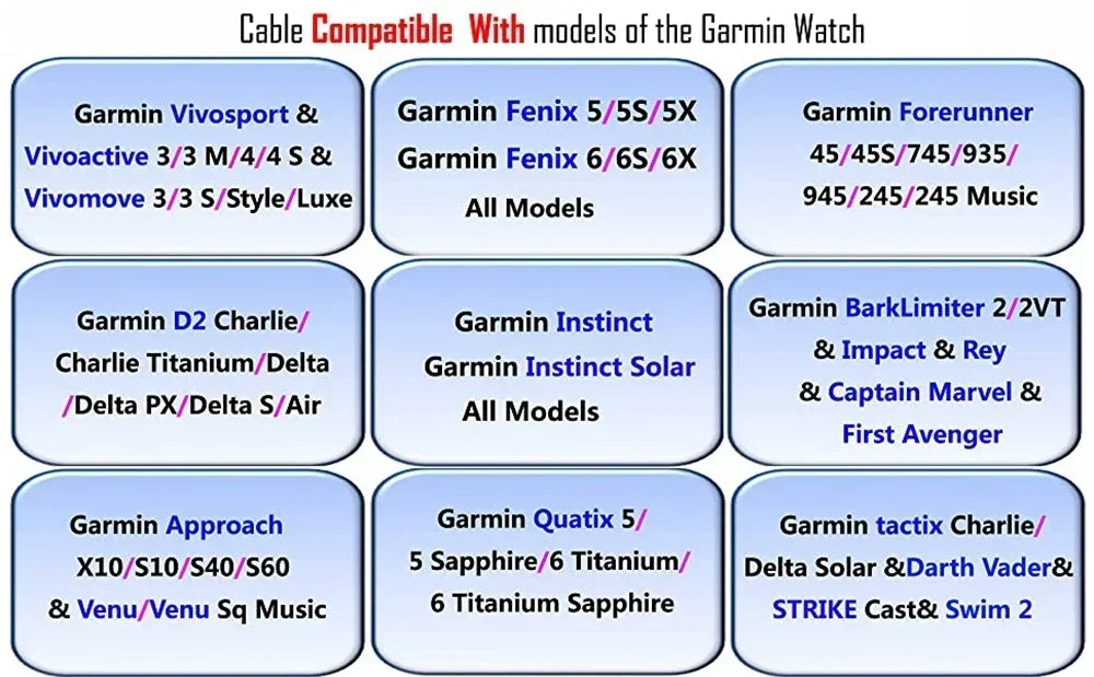 Charger Dock For Garmin Vivoactive 3 4 4S/Fenix 5 5S 5X 6 6S 6X/Venu 2 2S Sq USB Charging Cable Stand Station For Forerunner 935