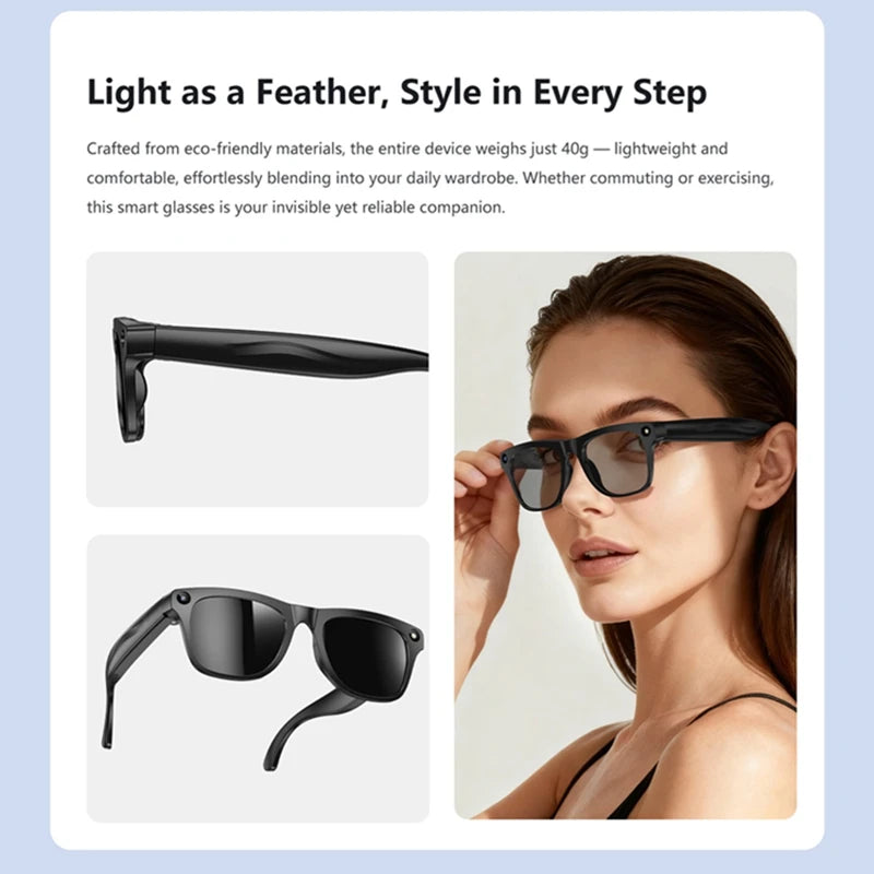 OPPO 4K HD AI Smart Glasses Photochromic Multifunction Bluetooth Calling Photo ChatGPT Music Control Translation Sunglasses NEW