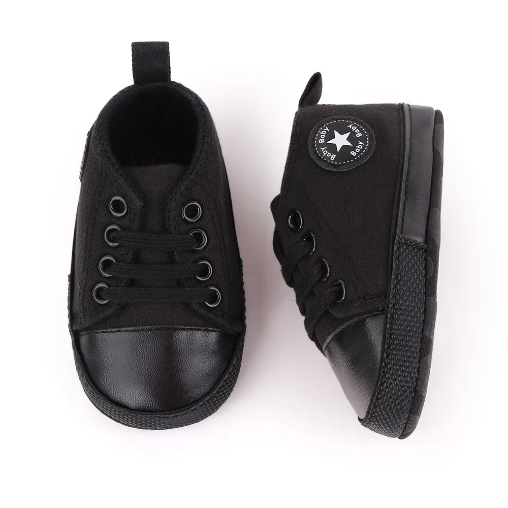 I YAN baby canvas sneakers for boys and girls, soft sole, non-slip toddler shoes perfect for first steps and casual walking.