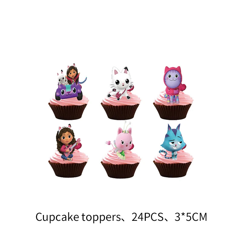 Gabby House Theme Cake Decoration Cake Card Topper Kids Girls Birthday Party Supplies Baby Shower Cupcake Picks