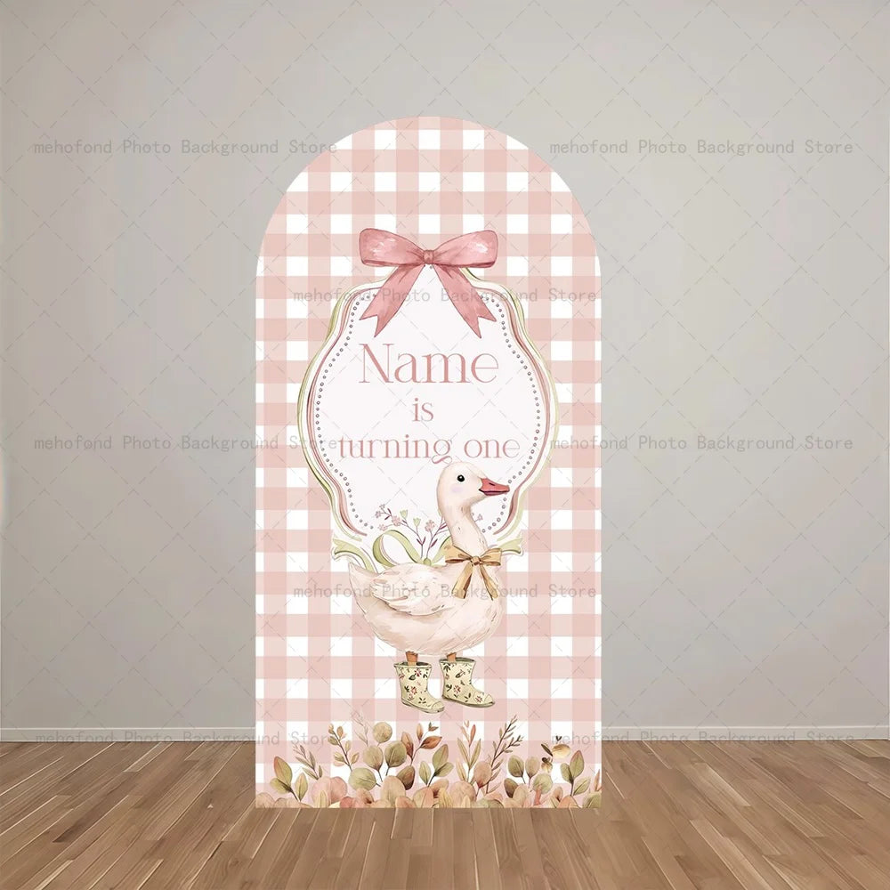 Mehofond Arch Backdrop Customized Name Silly Goose Fresh Daisy Kid Bride Baby Birthday Party Decor Studio Photography Background