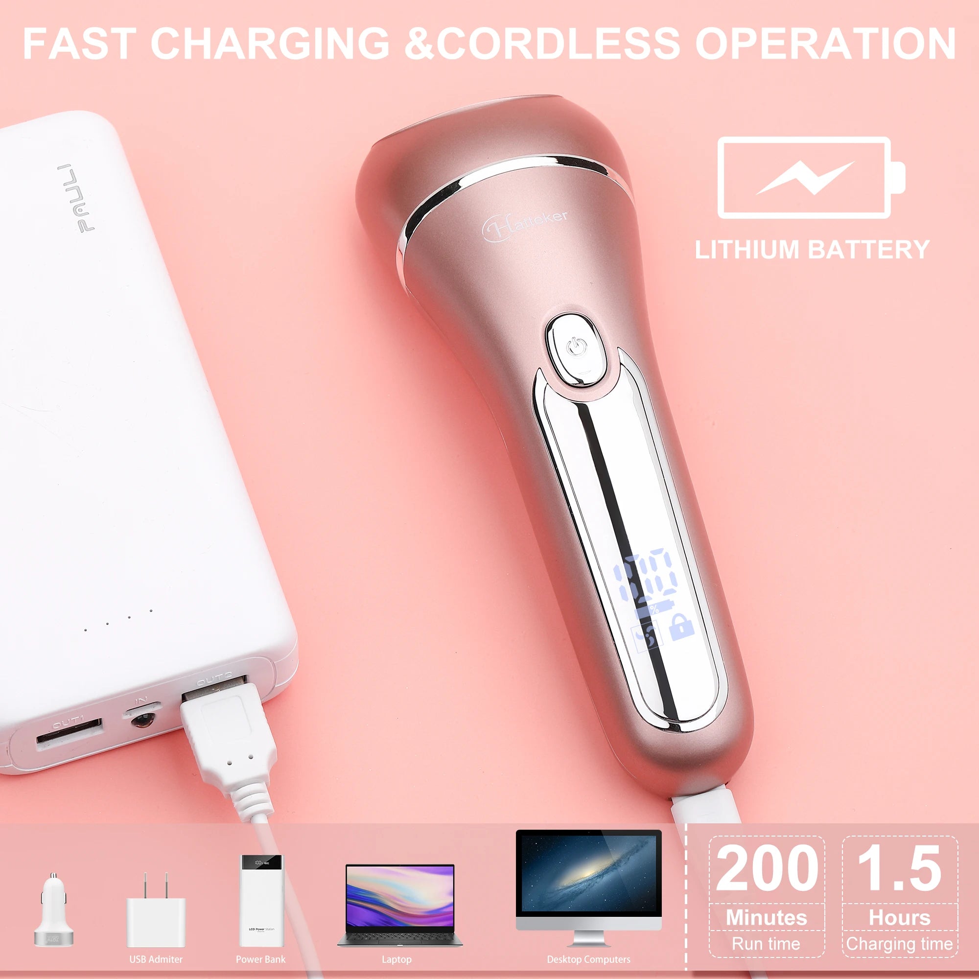 HATTEKER Women Multi-Function Electric Hair Remover Home Use Three-in-One Waxing Tool Washable Full Body Intimate Trimmer Razor
