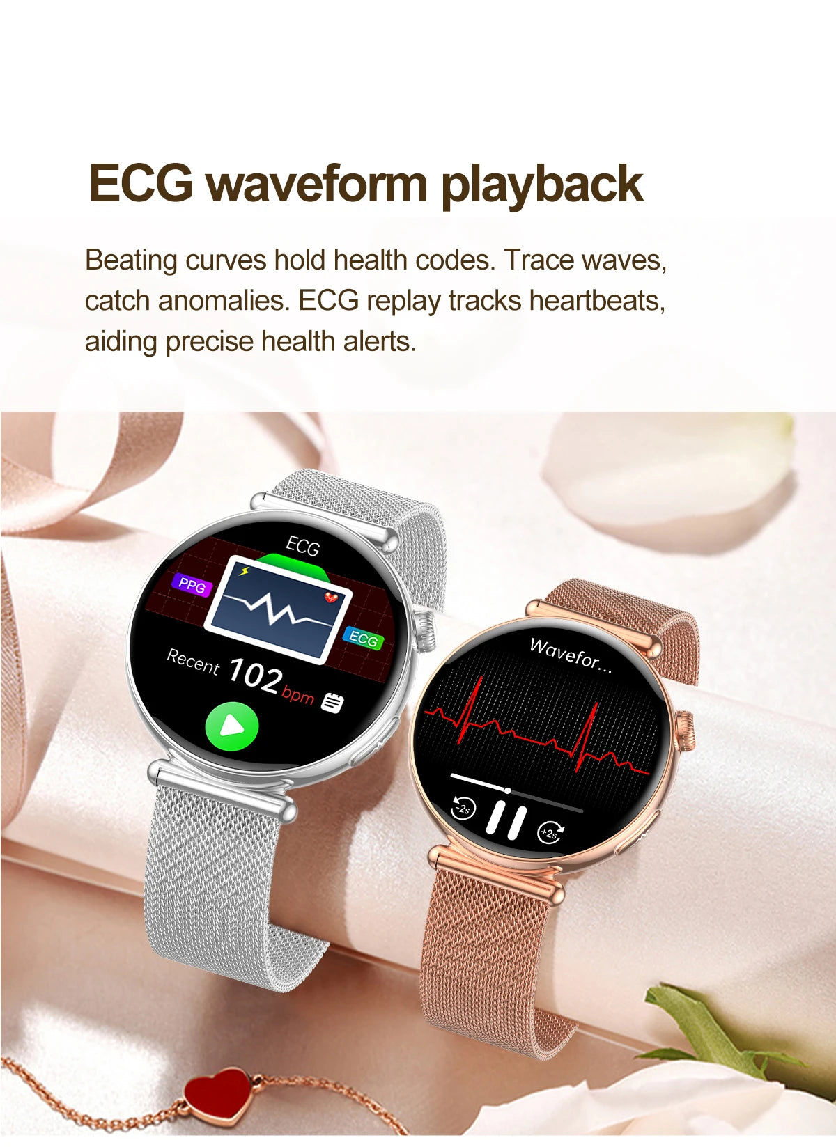 2026 New Women AI Smart Diagnosis Smart Watch HRV+ECG Uric Acid Blood Oxygen Health Monitor IP68 Waterproof Sports Smartwatches