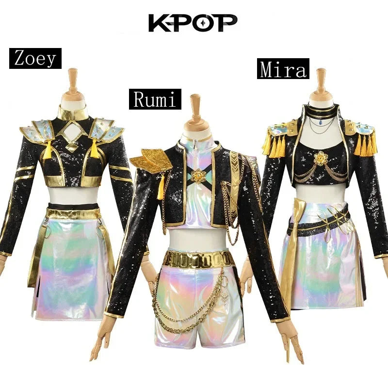 K-Pop Idol Zoey Rumi Mira Cosplay Costume Anime Movie Girl Uniform Outfit with Wig Role Halloween Carnival Party Dress Up Suit - I YAN