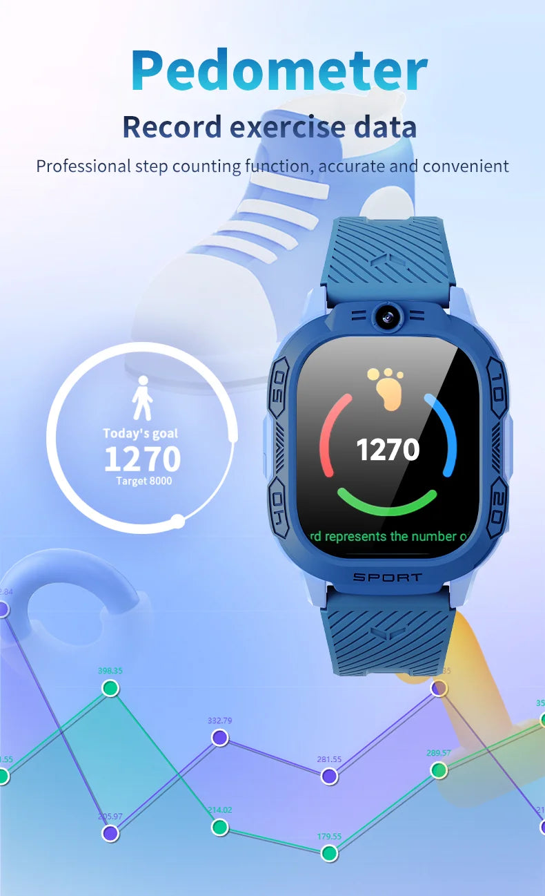 I YAN T70 kids smartwatch with GPS, SIM card, video call, waterproof design, and parental remote monitoring features.