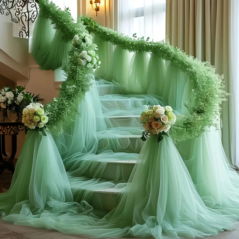Mesh Gauze Backdrop Curtain Parties Wrinkle Free Photo Curtains Backdrop Drapes Fabric Decoration for Birthday Party Wedding