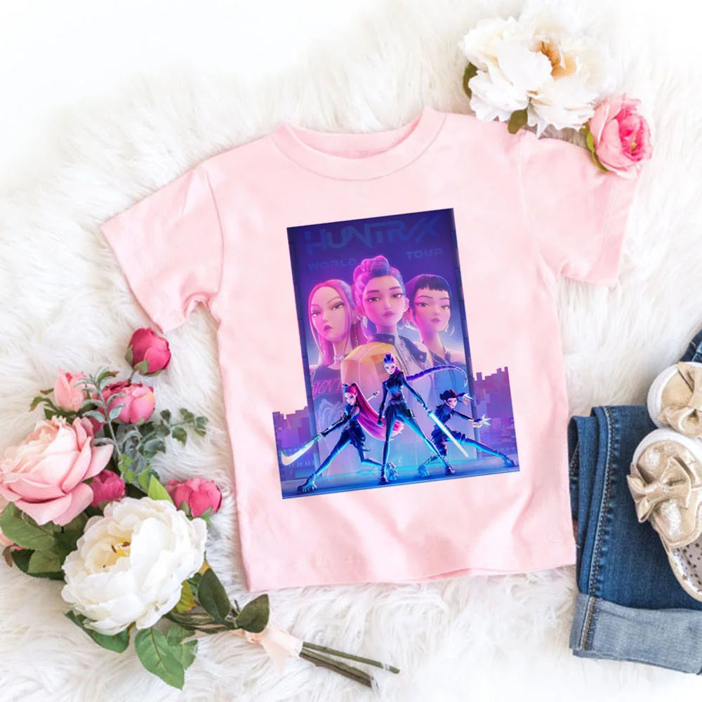 Fashion Movie Kids T-shirt KPop Demon Hunters  Funny Gift for Fans Tshirt K-Pop Demon Hunters Clothes Cool Girls Tee Top