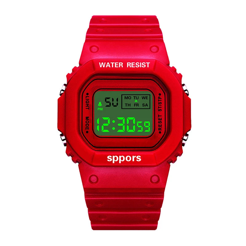 YIKAZE Sports Watch Boys Girls Student LED Electronic Watch Colorful Men Women Square Digital Watches Waterproof Rubber Clock