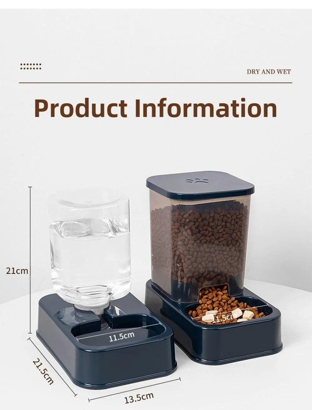 1.2L/1.5L Pet Automatic Feeder Plastic 2 Styles Cat Dog Water Dispenser Feeder Set Large Capacity 3 Colors