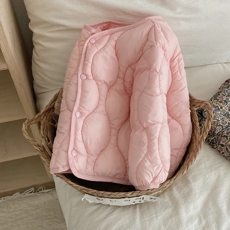 5035 Children's Clothes 2024 Winter Cotton Liner Short Boy's Cotton-padded Jacket All Match Baby Girl's Cotton Down Coat