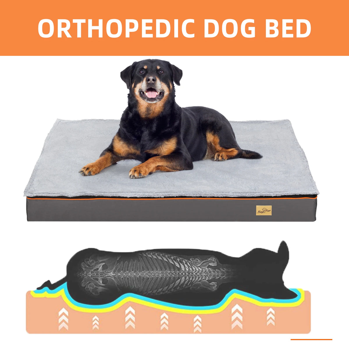 Large I YAN orthopedic dog pet bed with padded foam cushion and washable cover, ideal for comfortable, supportive pet resting.