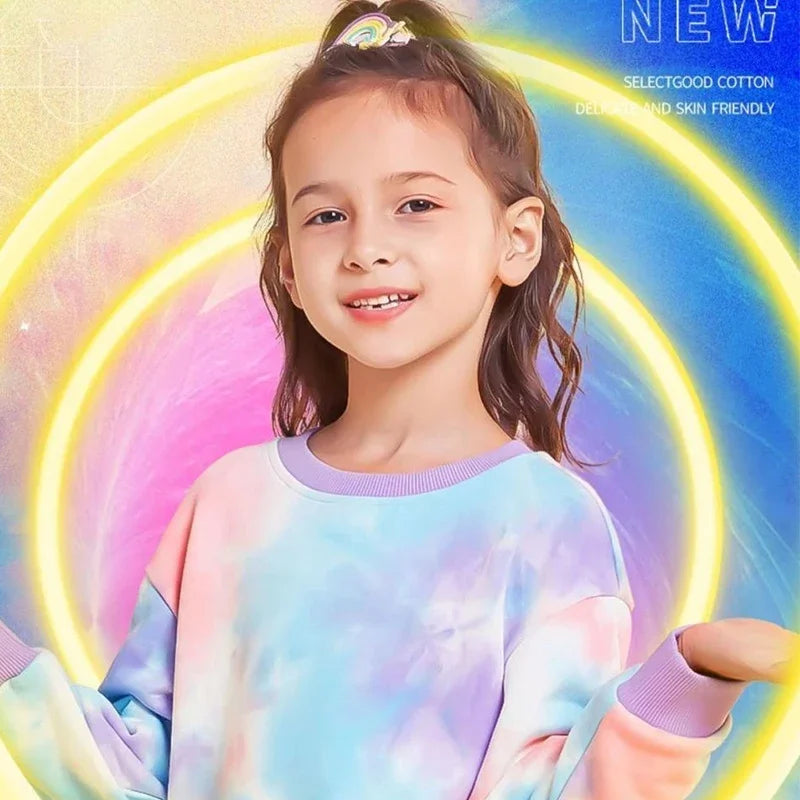K-Pop Hunters Zoey Mira Rumi Children Sweaters Girls Tie-dye Sweatshirt Pink Pullovers Kids Tops Tulle Princess Dresses Suit