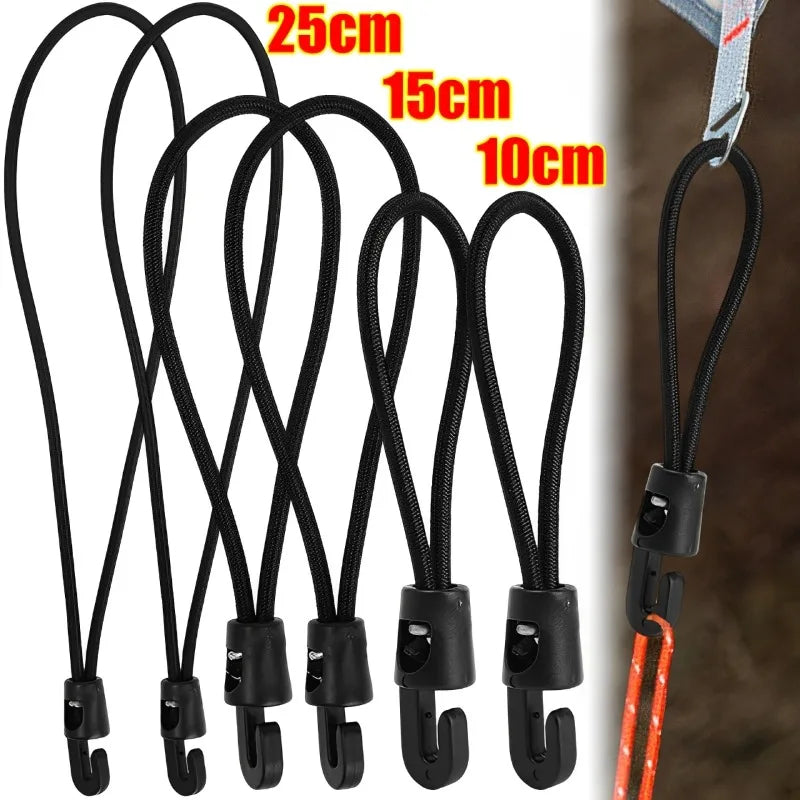10/1Pcs Bungee Cord with Hooks 10/15/25cm High Elasticity Expander with Hooks Rubber Tensioner with Hooks for Camping Tarpaulin