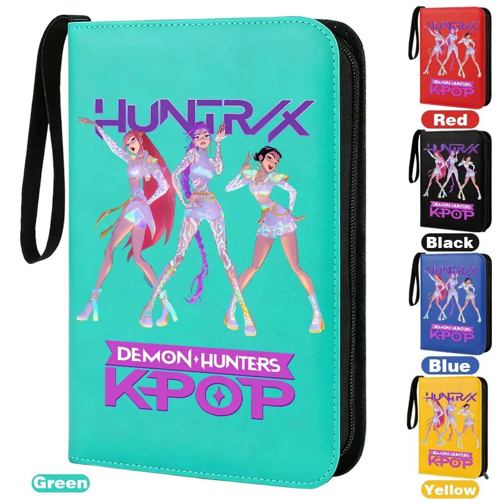 I YAN Demon Hunters card album binder with 400 pockets, PU zipper holder, black stationery accessory for trading cards.