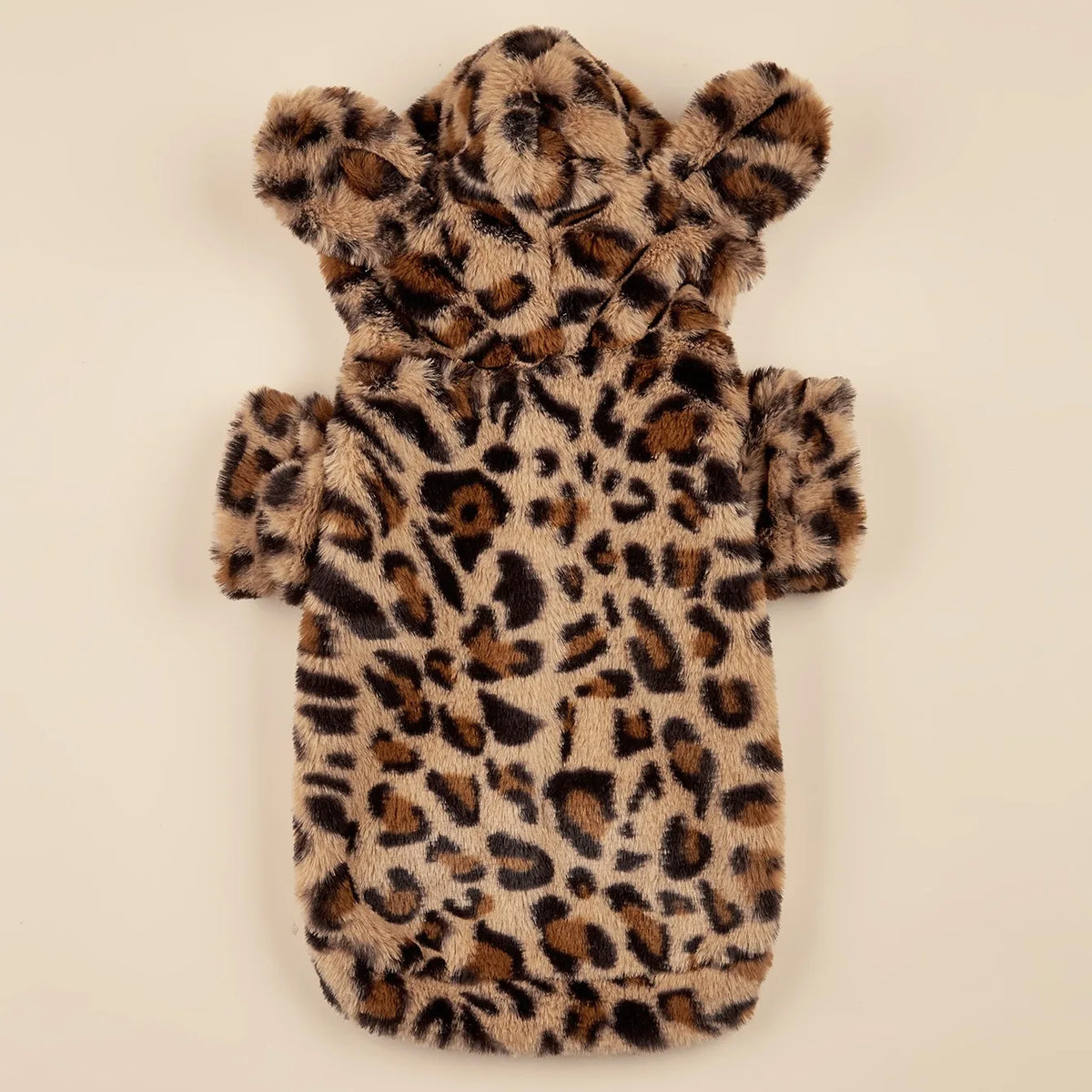 Leopard print pet hoodie for small and medium dogs with ears, plush I YAN dog clothing and cozy pet apparel