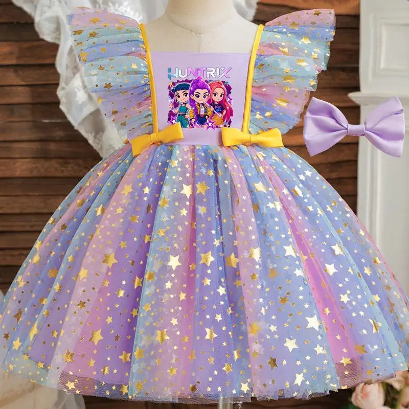 K-Pop Hunters Zoey Mira Rumi Baby Prinsess Dress Girls Birthday Party Dresses Kids Children Sleeveless Tulle Tutu Clothings 1-5Y