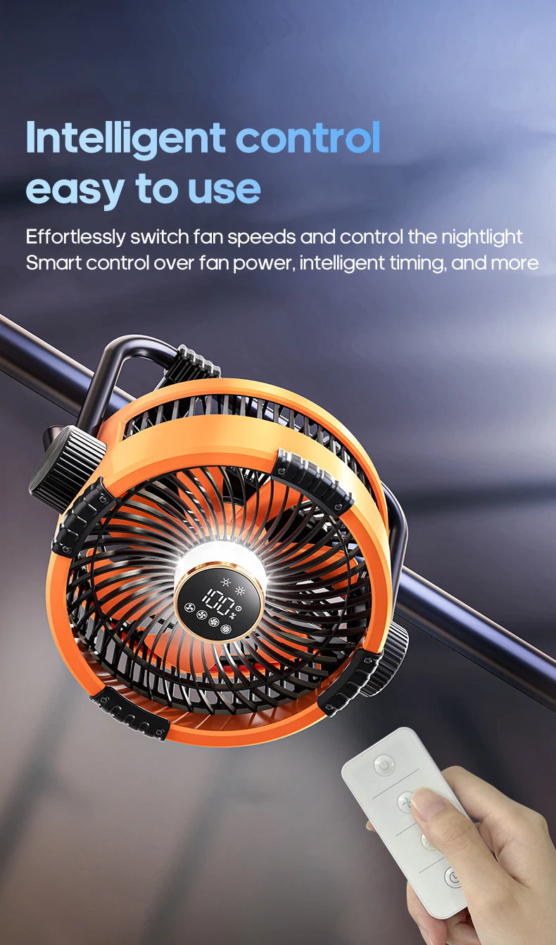 6 in 1 Desktop Fan 20000mAh Outdoor Camping Fan Air Circulator 4 Speed Adjustment Wireless Tent Ceiling Fan