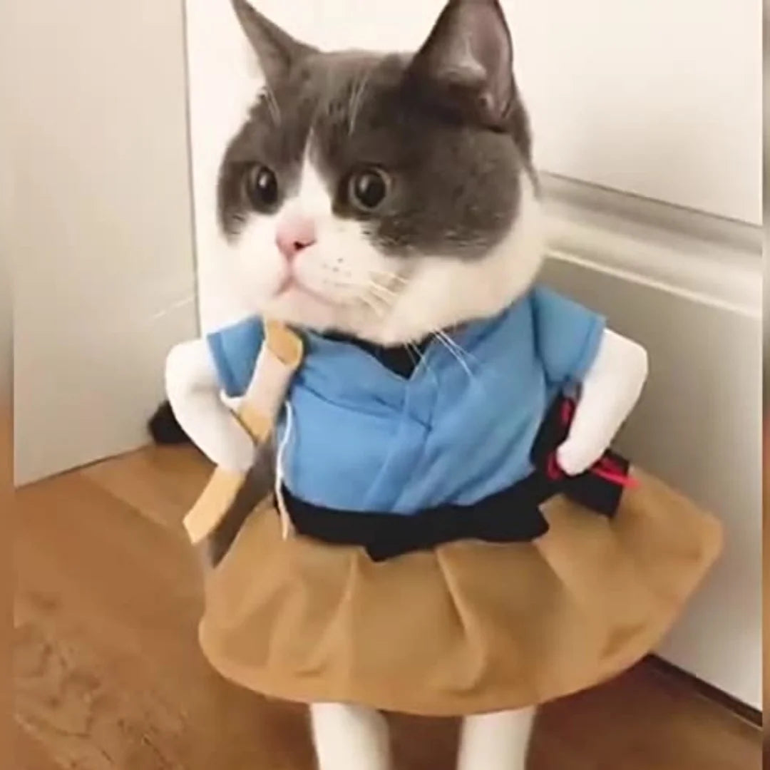 Cute Japanese Kimono pet costume for dogs and cats, featuring a colorful yukata dress by I YAN, perfect for parties and cosplay.