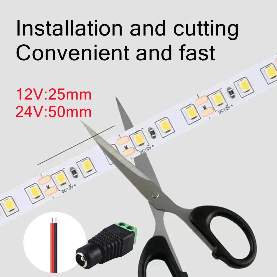 120LEDs/m DC12V 24V Home Lamp Strip 2835 LED Strip Decor Red Ice Blue Green Yellow Pink Flexible And Cuttable 2835 Soft Lamp Bar