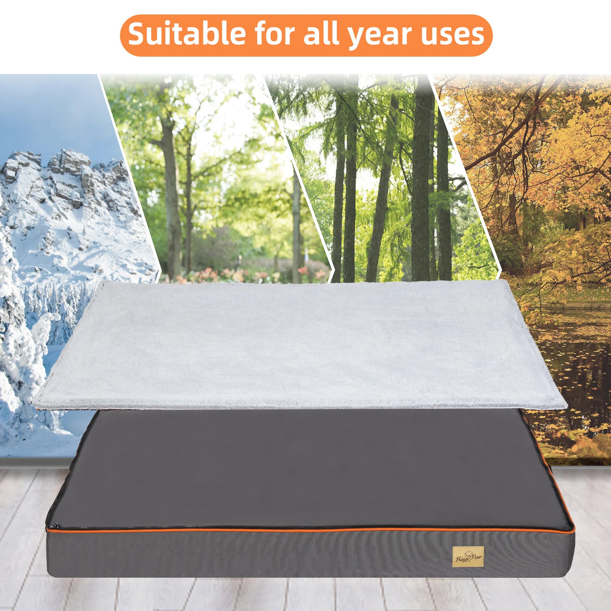 Large I YAN orthopedic dog pet bed with foam cushion and washable cover, featuring a soft, padded pillow for comfort.