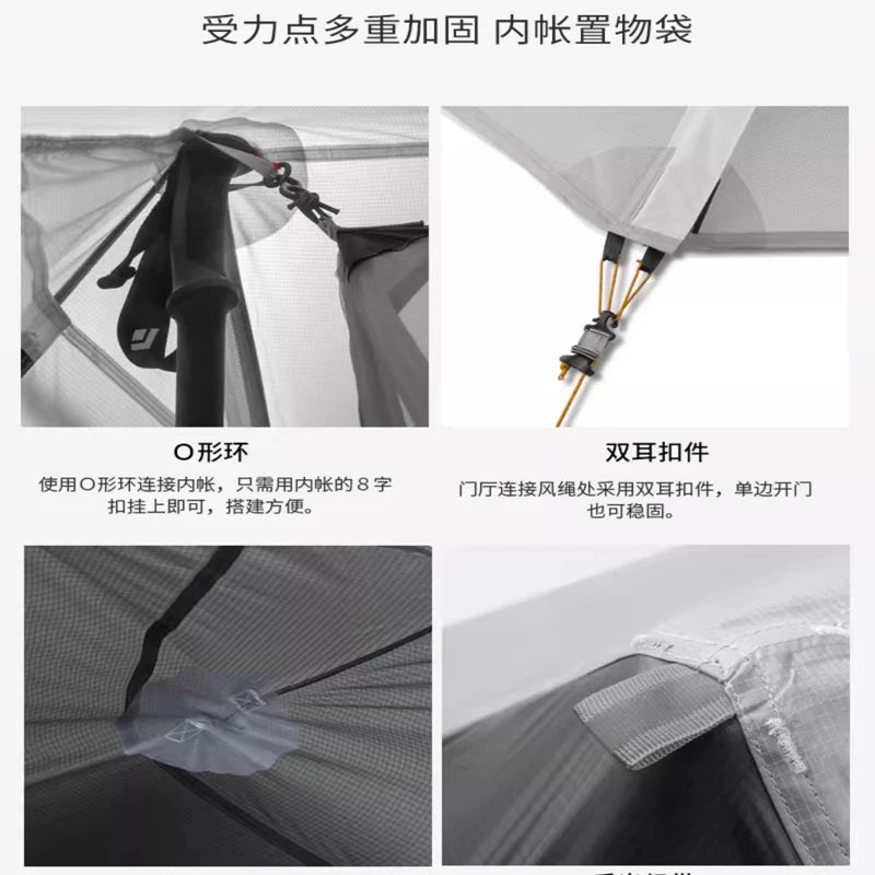 1 Person Oudoor Ultralight Camping Tent Single Man 3 Season Professional 15D Silnylon Rodless Tent