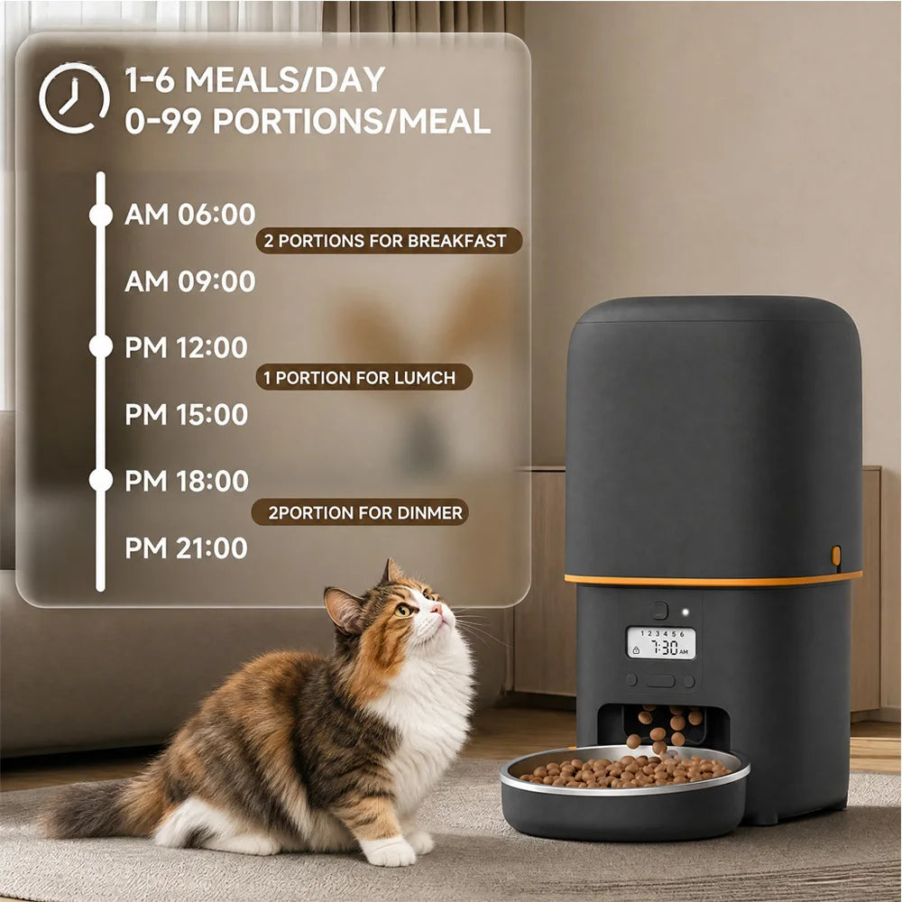 Automatic Pet Feeder – Timed Food Dispenser with Voice Recorder & Stainless Steel Bowl