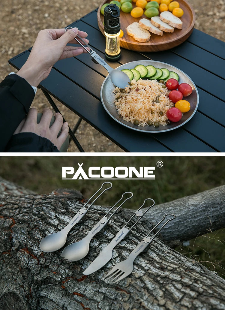 Camping Titanium Spork Spoon Outdoor Lightweight Fork Tableware Portable Picnic Hiking Travelling Ultralight Dinnerware