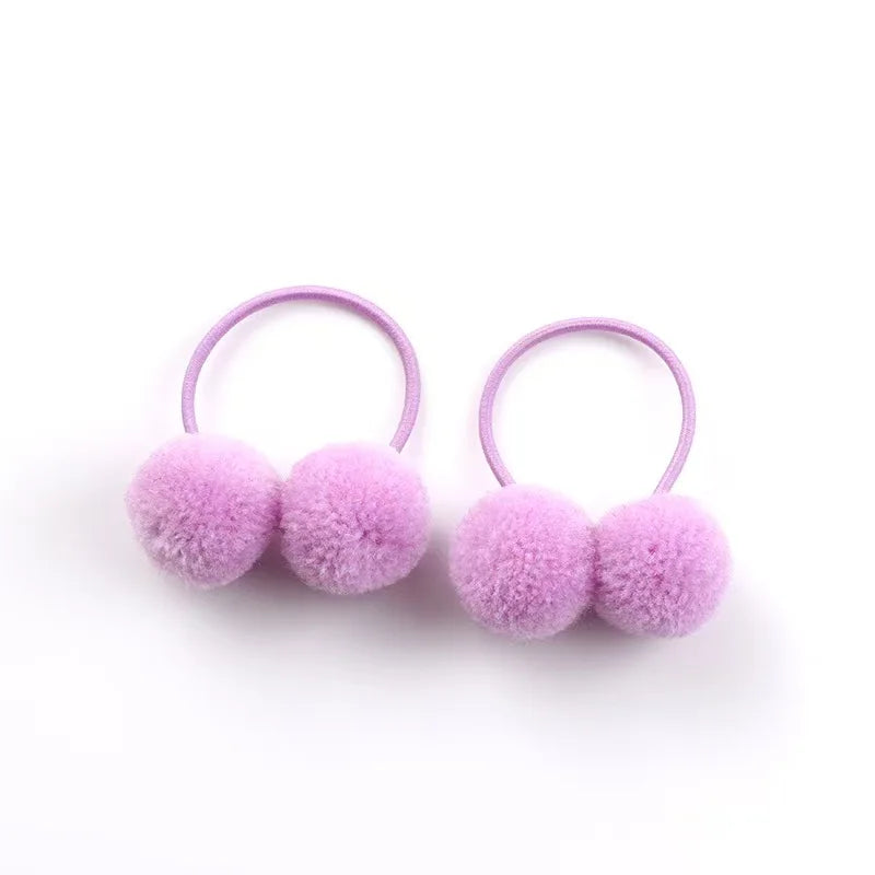 5/10pcs New Dog Double Plush Elastic Solid Hair Ball Pets Grooming Bows for Small Dogs Cat Bows Dog Hair Accessories Wholesale