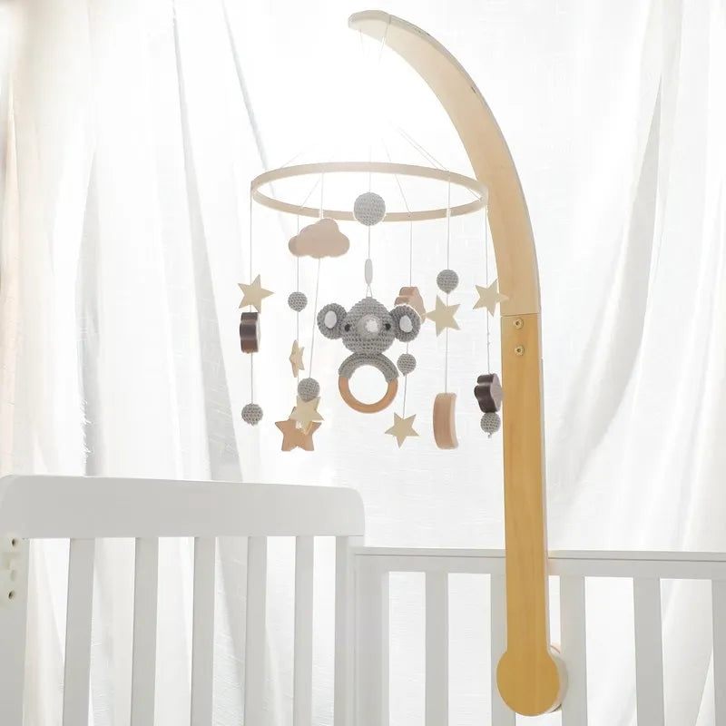 Baby Cloud Crib Mobile with Musical Box – Wooden Rattle Toy for Newborns 0–12M - I YAN