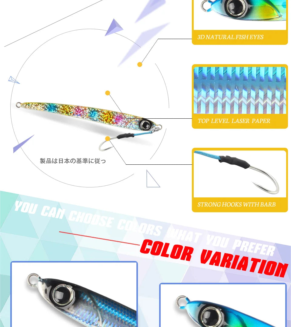 Sea Metal Jig False Bait 30g 45g 60g Lures Saltwater Fish Items Professional Tackle Fishing Lure Goods Perch Baits