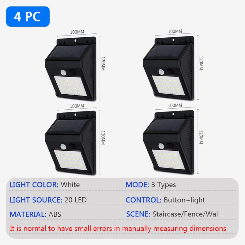 Modern LED Solar Wall Lamp Outdoor PIR Motion Sensors Waterproof Light Courtyard Decoration Lightsporch Garden Fence Path Lights