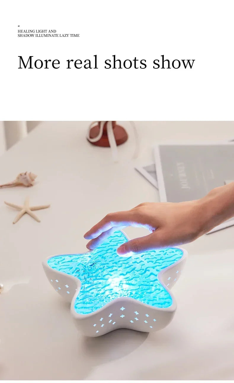 Starfish LED Table Lamp Aurora Projector Lamp Starry Sky Northern Light Bedside Lamps Bedroom Decoration Atmosphere Night Light