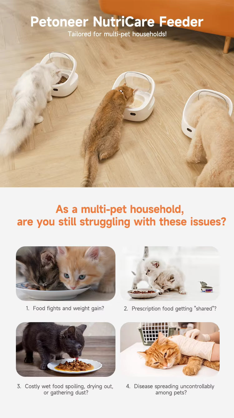 Smart Chip Multi-Pet Feeder – Personalized Timed Feeding, Dry/Wet Food Ready