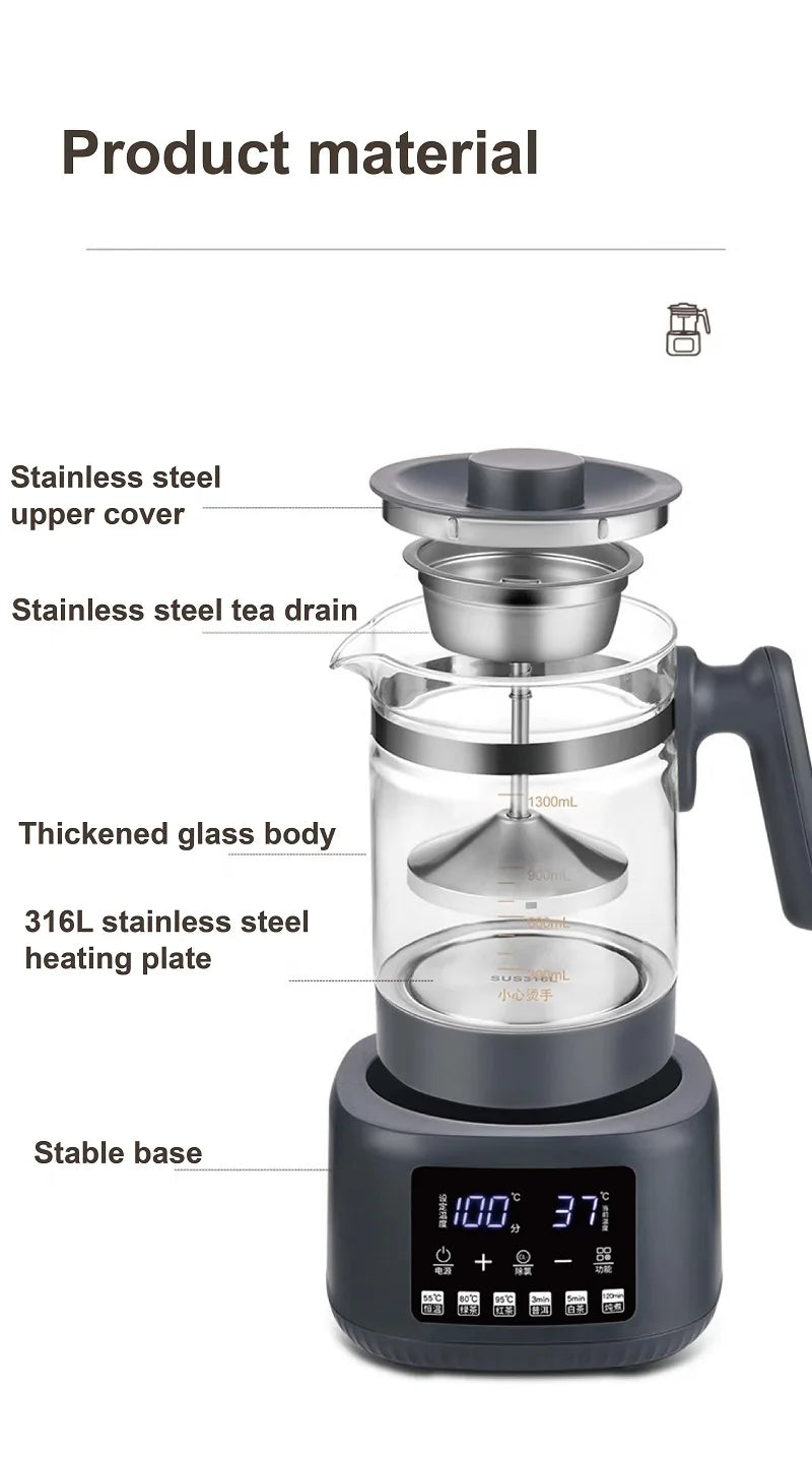 1.3L Tea Maker Baby Constant Temperature Milk Regulator Steam Spray Office Tea Kettle Multifunctional Electric Kettle 220V