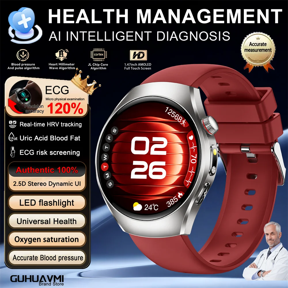 New Brand 2026 upgrade Health Check Smart Watch ECG Blood Lipid Uric Acid Body Fat Sport Waterproof HD Call SmartWatch Man Women