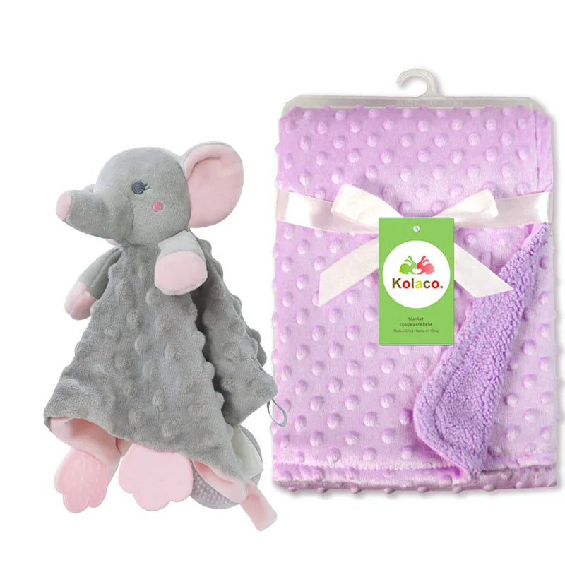 Soft minky dot baby blanket and lovey set by I YAN, personalized with name, ideal for boys and girls, perfect baby shower gift
