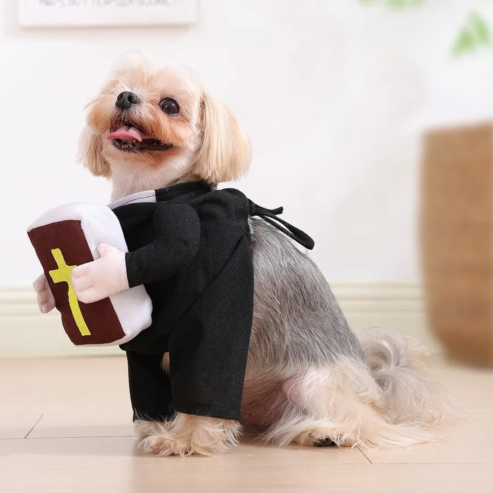 Funny Halloween Dog Cosplay Clothes Christ Jesus Dress Up Party Costume for Small Medium Dogs Cats Yorkies Chihuahua Pet Outfits