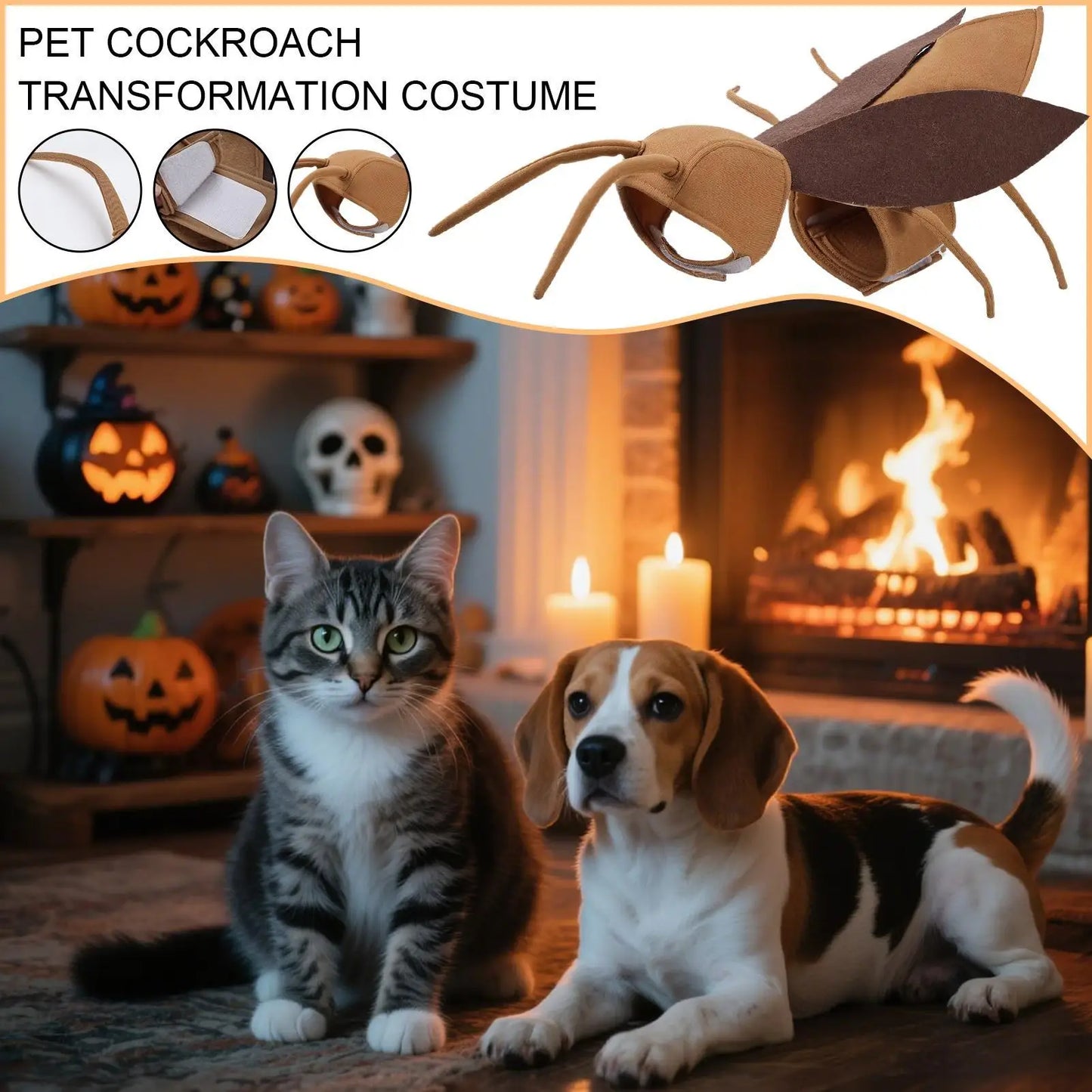 Cat Cockroach Costume Soft Cat Cockroach Clothing Realistic Breathable Clothing Accessories For Cosplay Outfit Kitten Dog