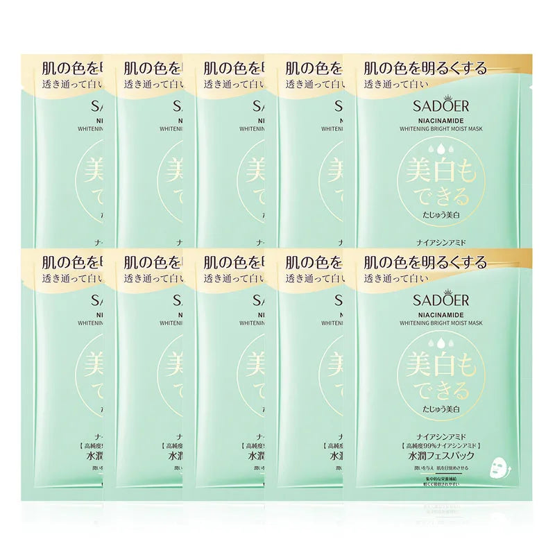 5/10pcs SADOER Nicotinamide Facial Masks for Face Moisturizing Brightening Firming Hydrating Face Mask Anti Wrinkle Skin Care