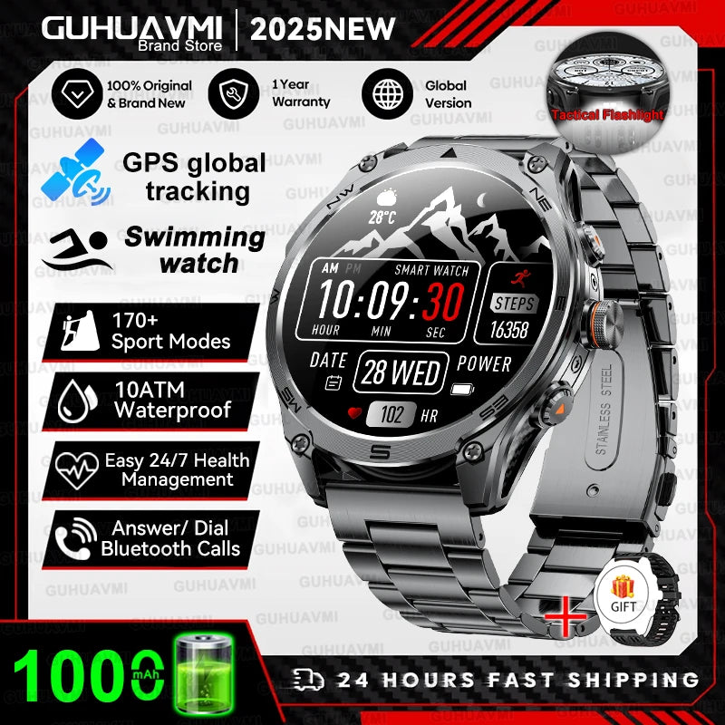 2025 NEW T-REX3 Built-in Dual-band GPS Sports Smart Watches 1000 mAh Battery Compass Outdoor RIDE Run 10ATM Waterproof Bracelet