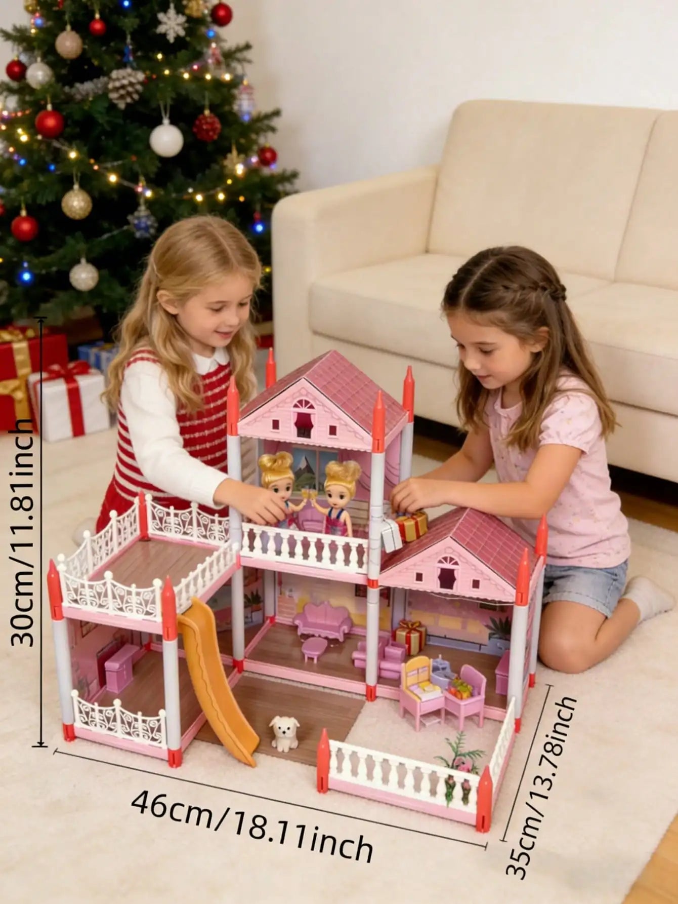 I YAN Villa Dollhouse Playset with furniture, featuring a castle design, educational puzzle toy for kids, ideal for Children's Day.