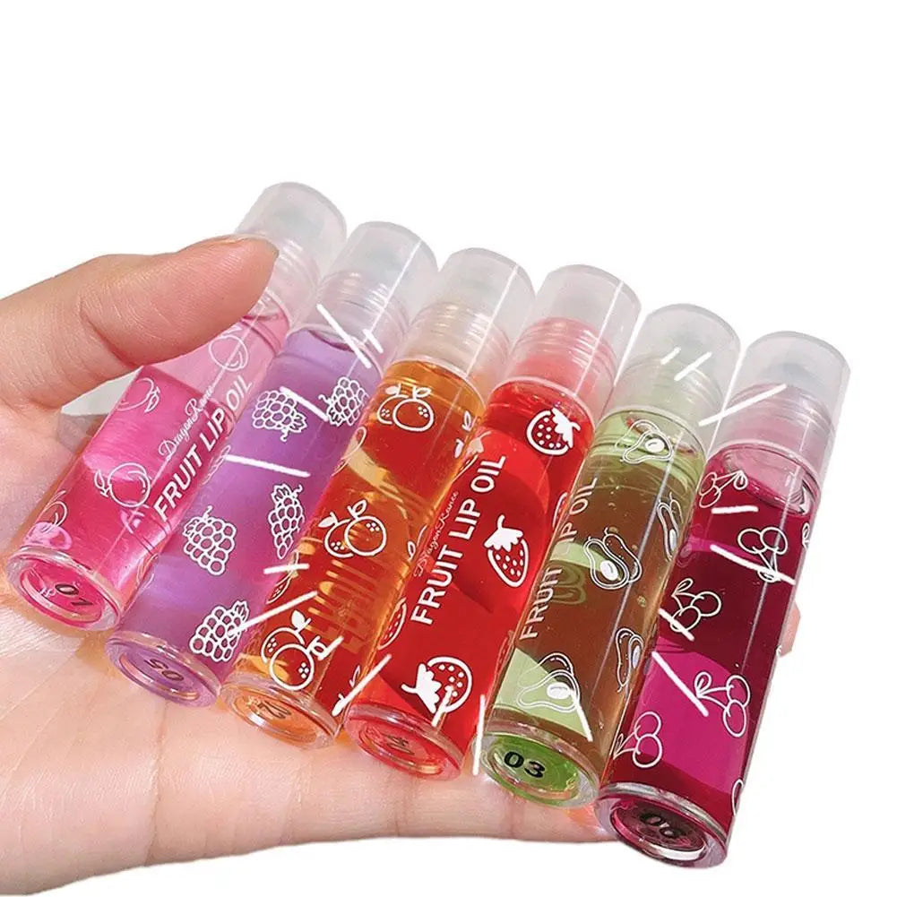 6 Colors Roll-on Fruit Essence Lip Balm LIP Gloss Fruity Lip Oil Gloss Moisturizing Lip Balm Transparent Lip Oil Mirror Randomly